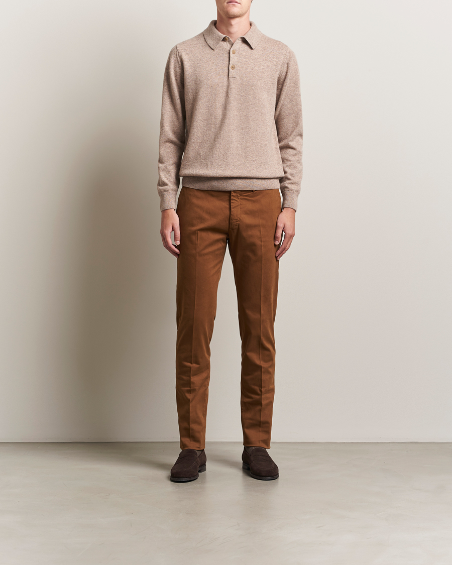 Sunspel Cashmere Polo Oatmeal Melange