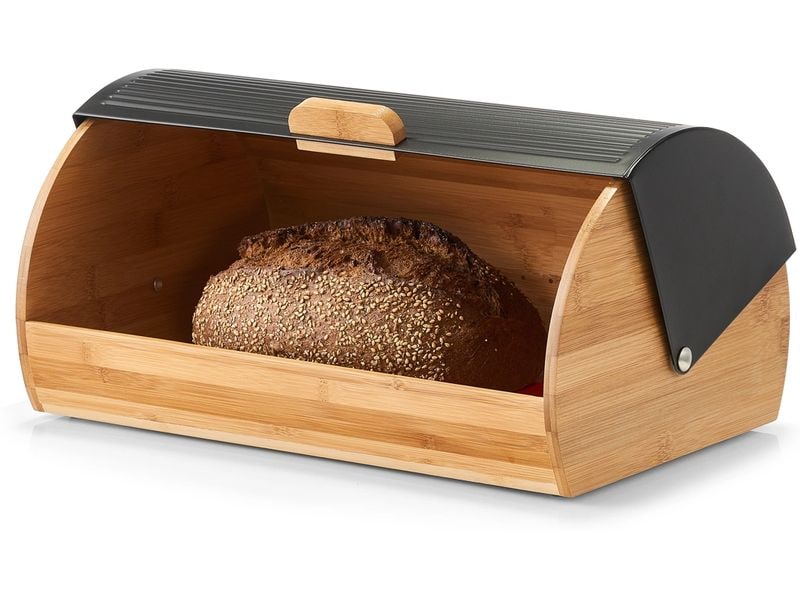 Zeller Present Brotkasten 39 x 27 x 19 cm, Schwarz Rollbrotkasten