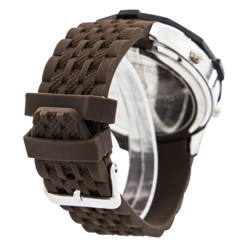 Coffret montre Homme GIORGIO bracelet Silicone Marron