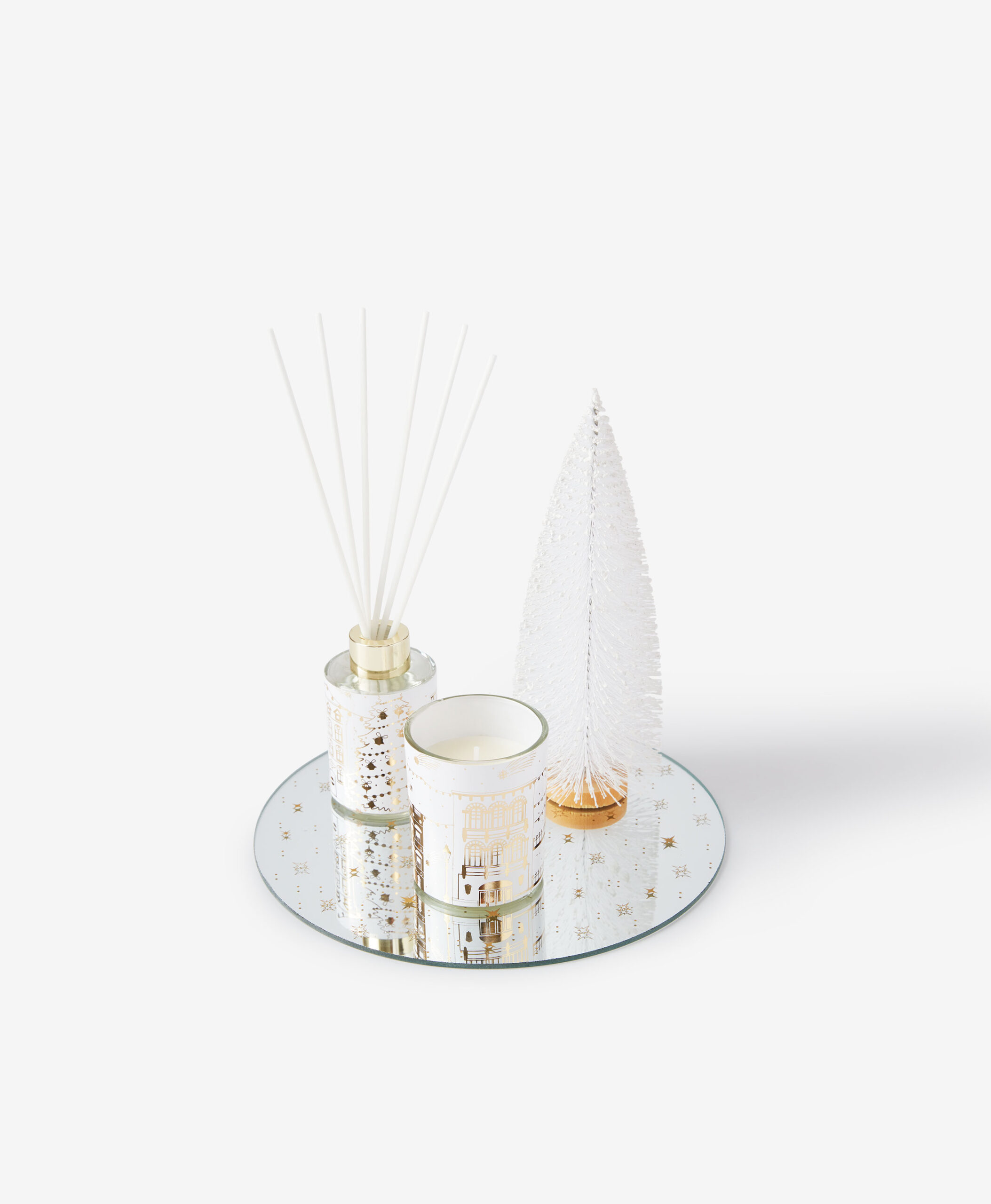 Geschenk-Set: Weihnachtsbaum, Kerze, Duftsäbchen & Tablett