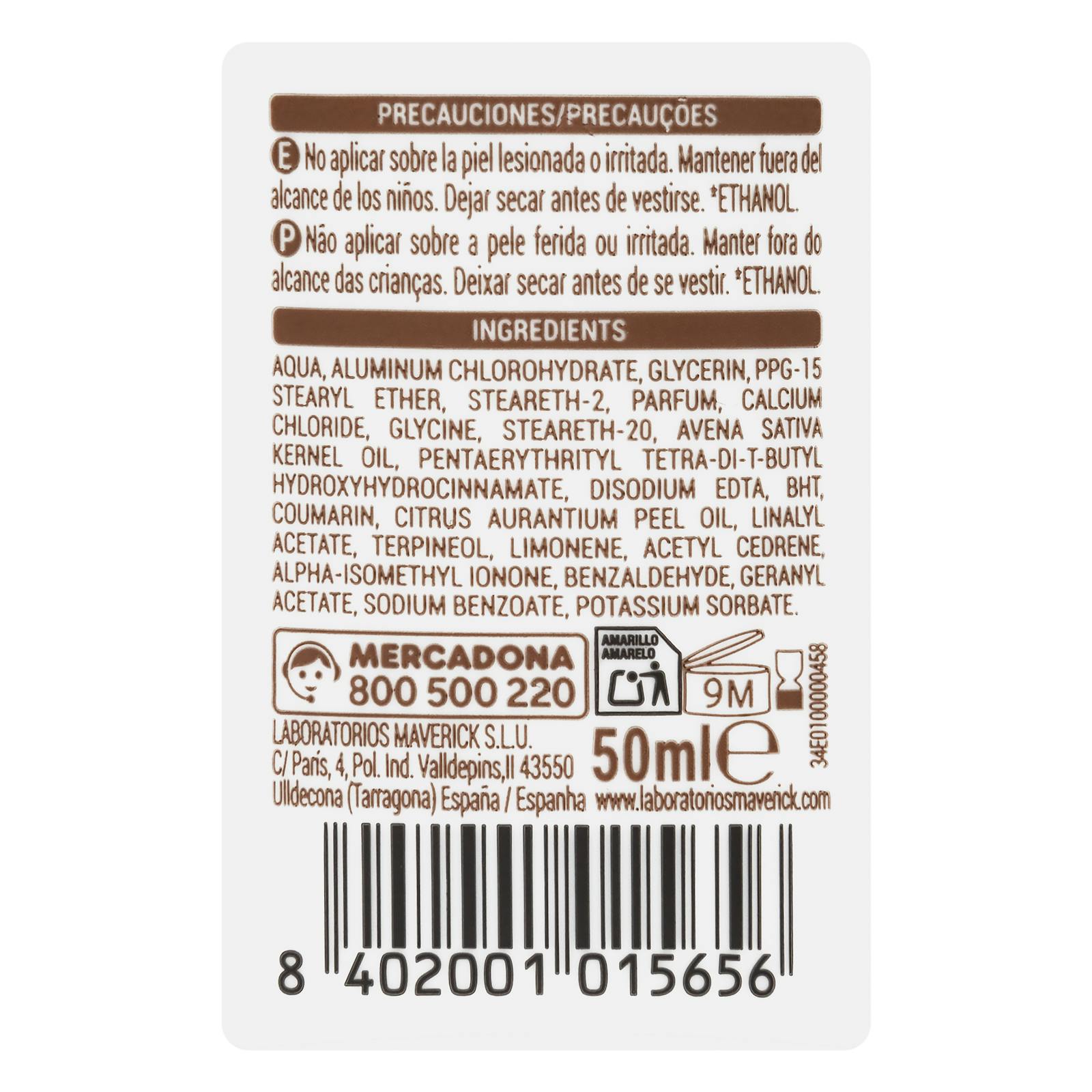 Déodorant roll-on à l'avoine Deliplus antitranspirant