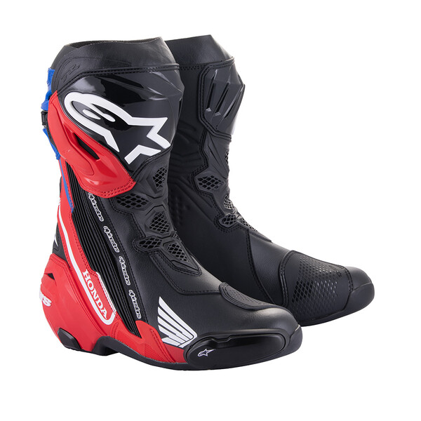 Alpinestars - Bottes Supertech R Honda Noir / Rouge fluo / Bleu