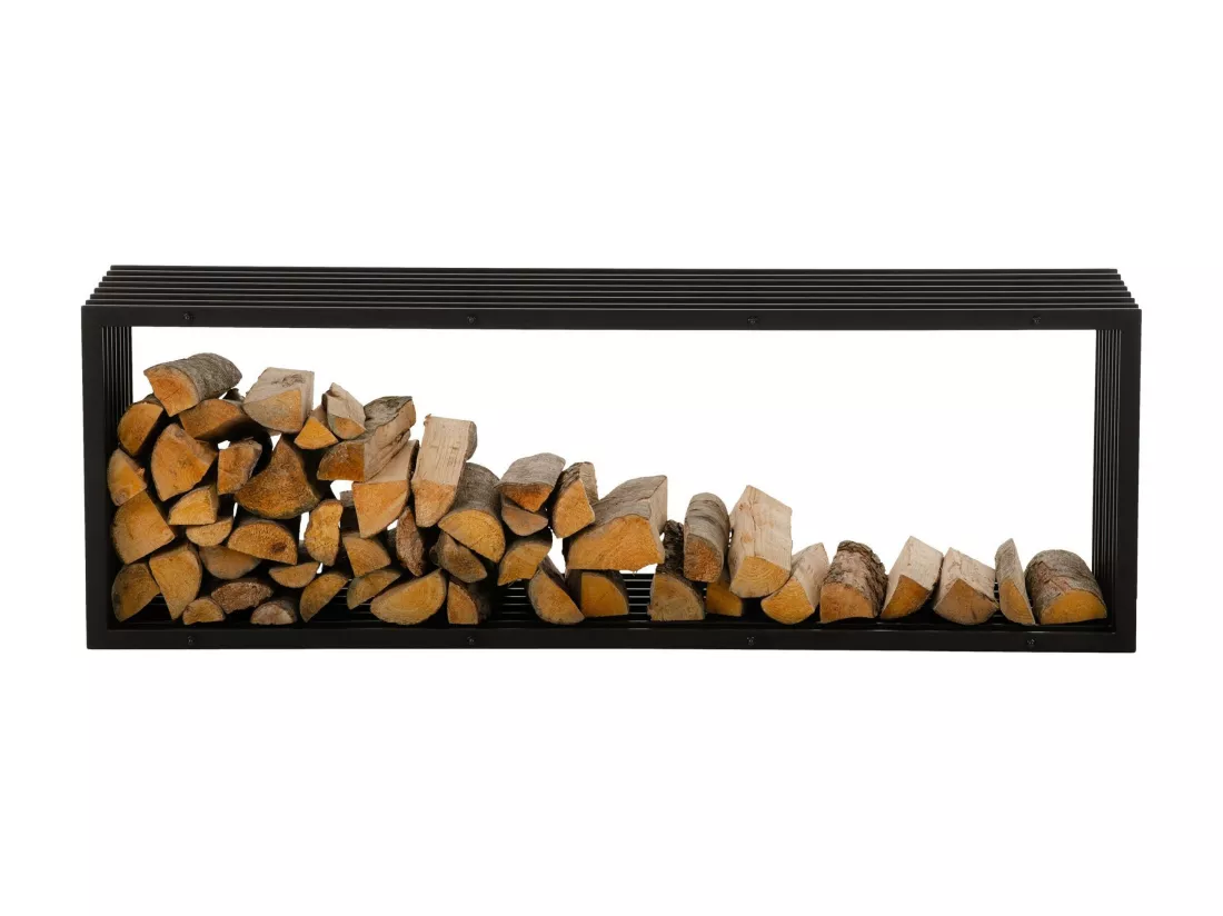 Etagère bois de cheminée - Métal - 50 x 40 x 150cm - Noir-mat - Irving