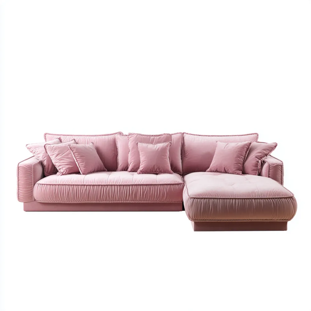 Ecksofa mit Samtpolsterung 280x160x85 cm – Rosa – Modernes Design