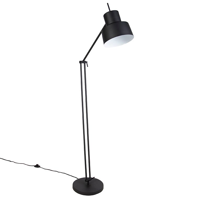 Retro vloerlamp zwart draai- en kantelbaar - Chappie
