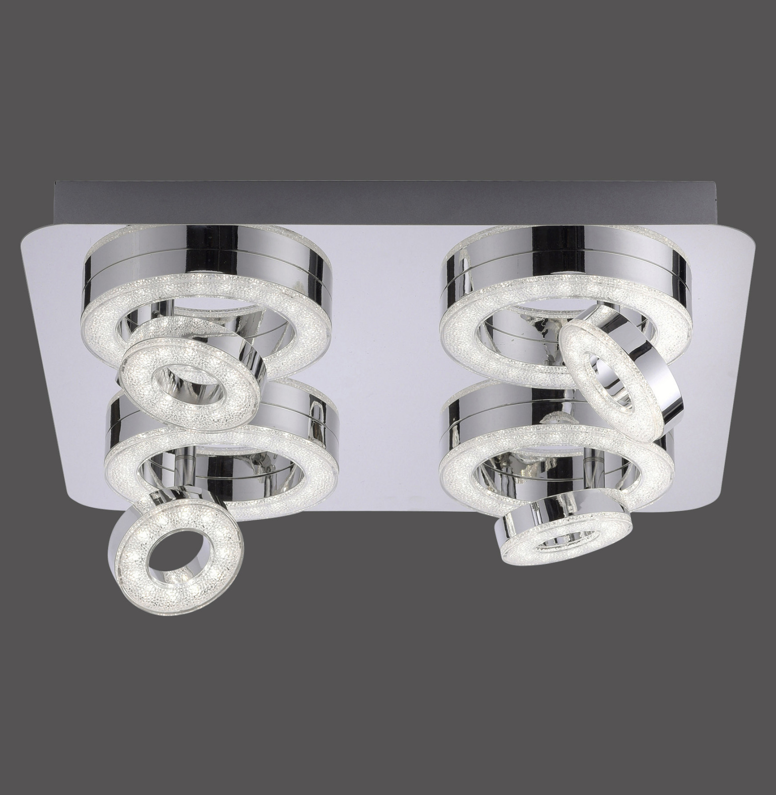 LED-Deckenleuchte - chrom - Kristalloptik - SmartHome