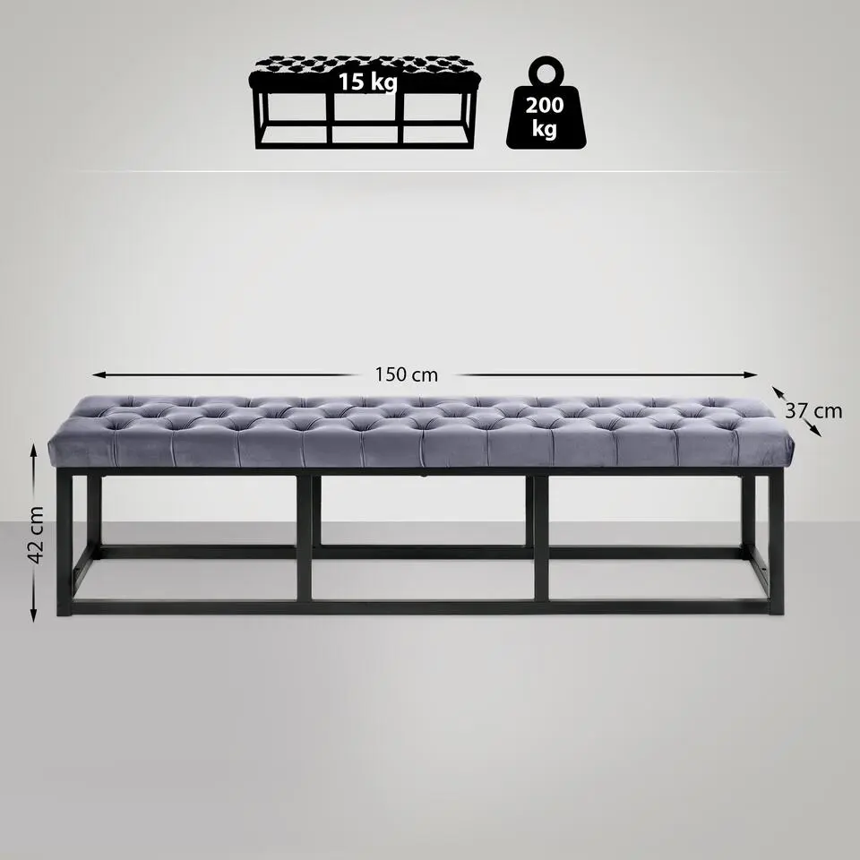 CLP 2-zits Bankje Polson 150 cm - grijs
