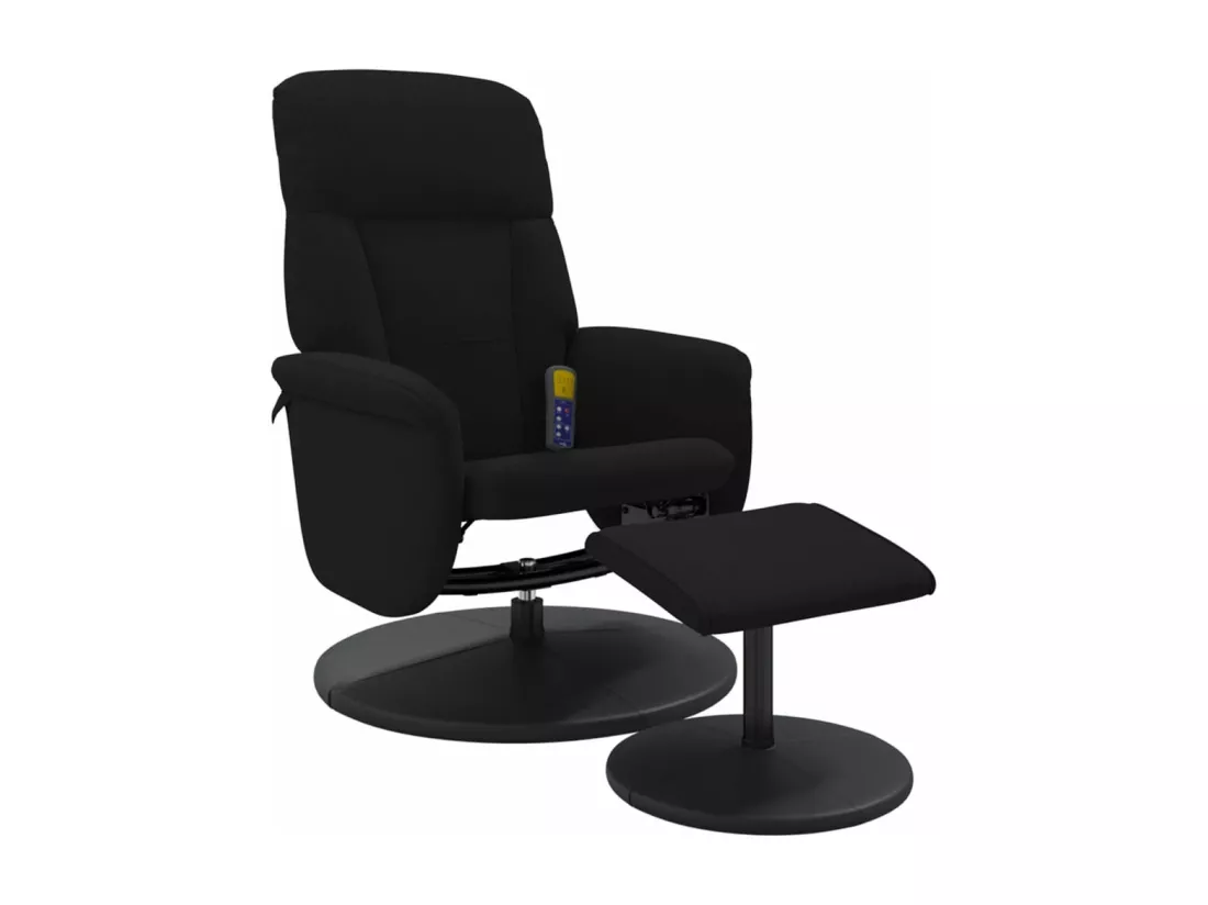 Fauteuil massant inclinable avec repose-pied noir velours