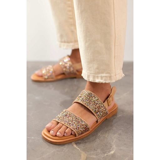 Angulus 5814-101 Sandaler, Sand/Multi Glitter, 37