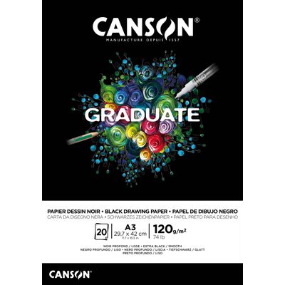 Canson Graduate - Bloc dessin - 20 feuilles - A3 - 120 gr - noir