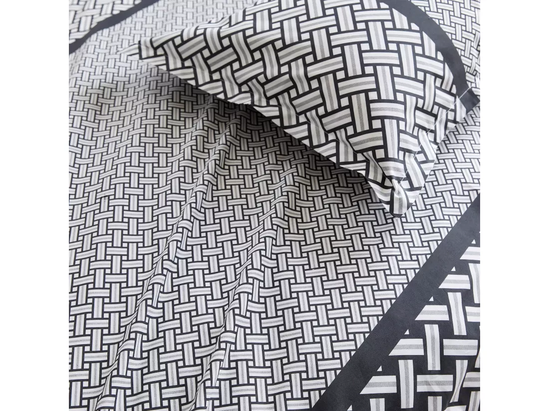Housse de couette 140x200 cm percale coton RIVIERA noir Réglisse