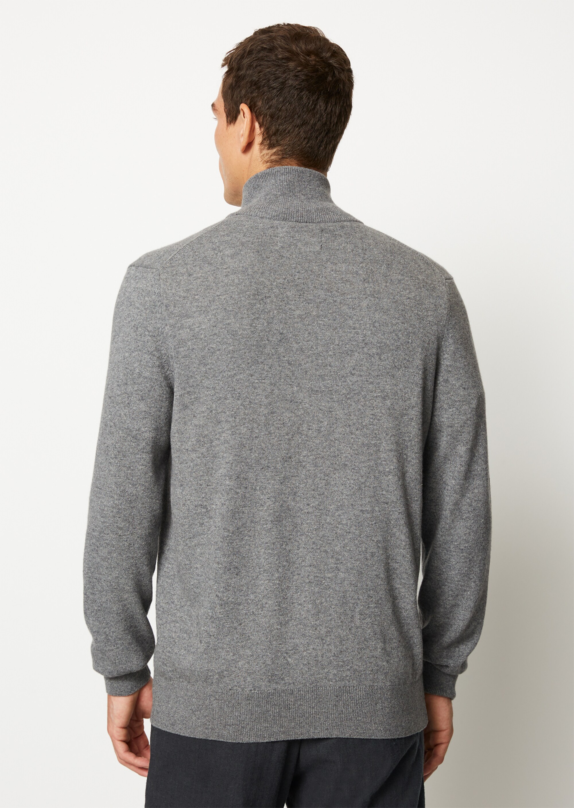 Zip-Cardigan regular aus softem Baumwolle-Schurwolle-Mix