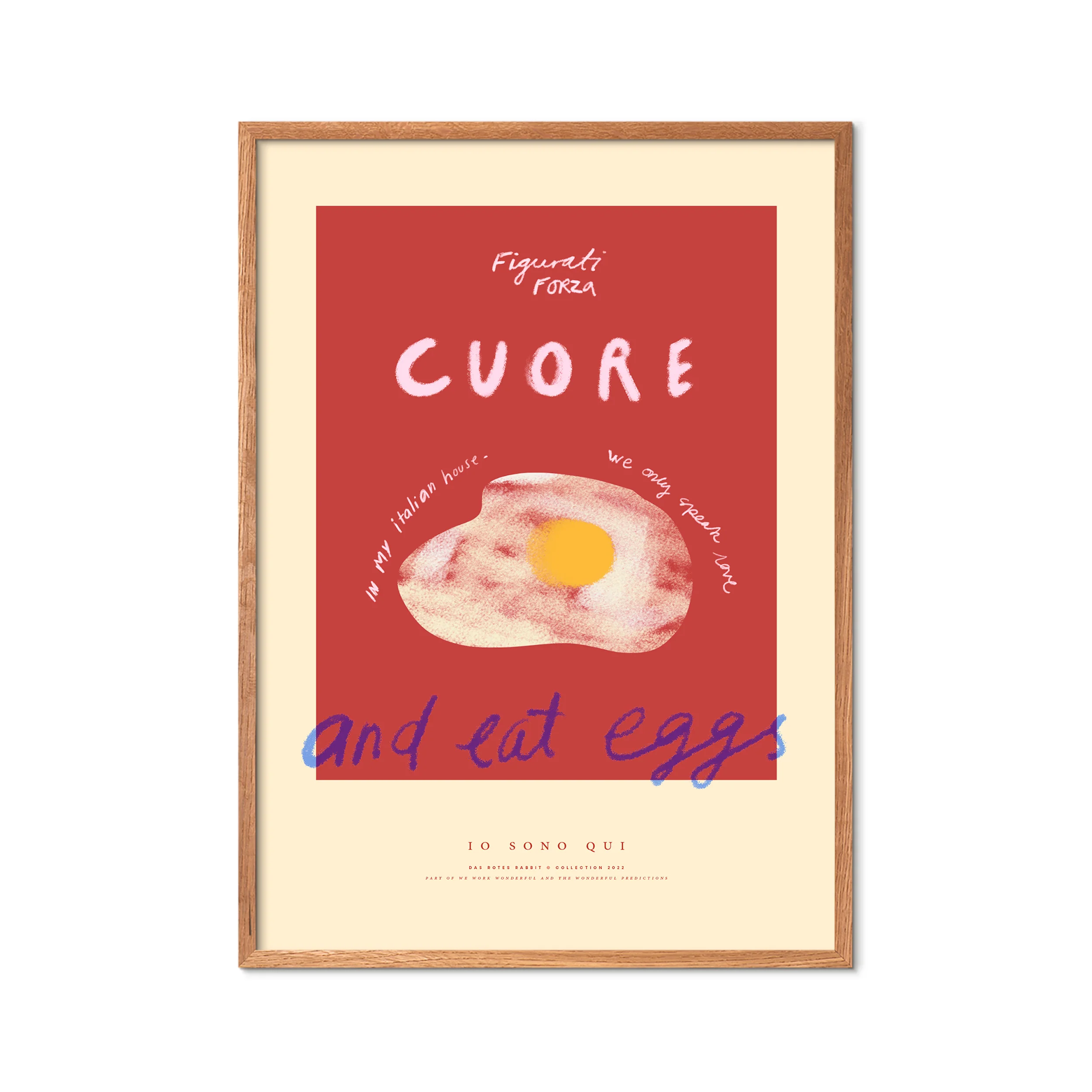 Poster & Frame  Das Rotes Rabbits Cuore plakat - 30x40 cm.