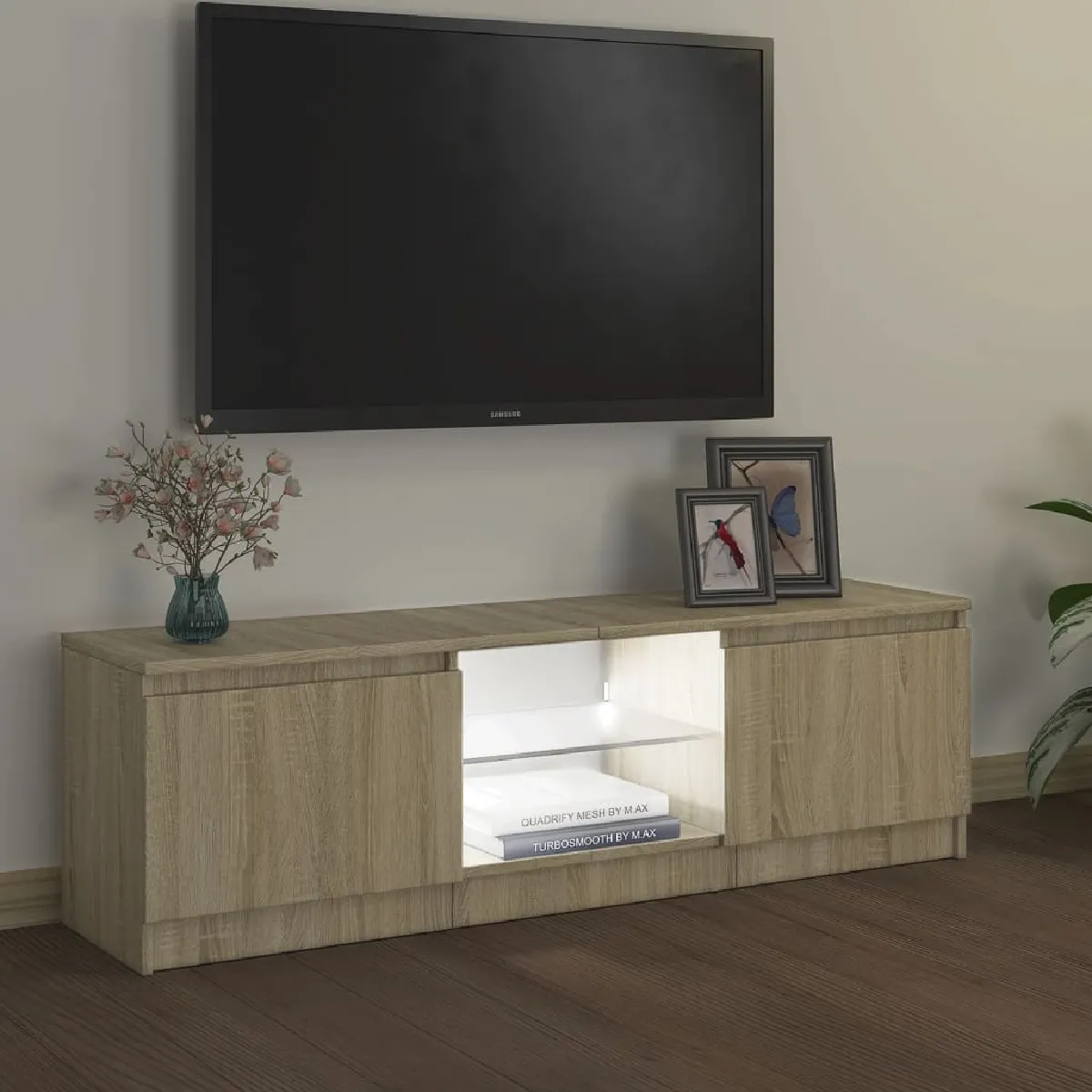 vidaXL Meuble TV LED - Chêne sonoma