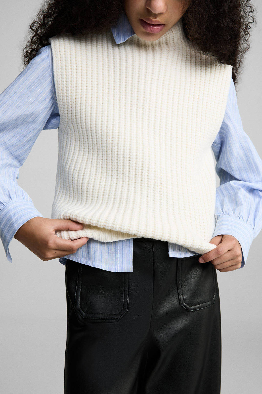 Mango Kids imitatieleren broek zwart