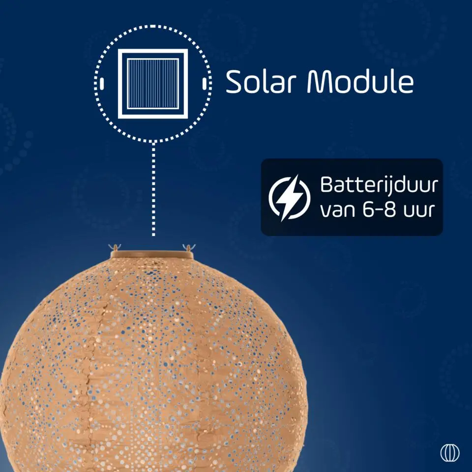 LUMIZ Solar Lampion Lace Rond - 30 cm - Abrikoos