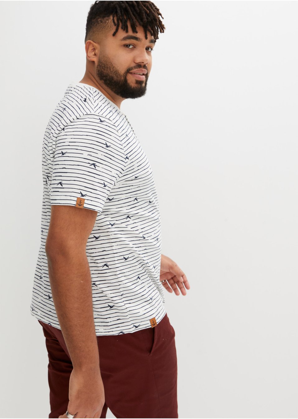T-shirt col Henley, manches courtes