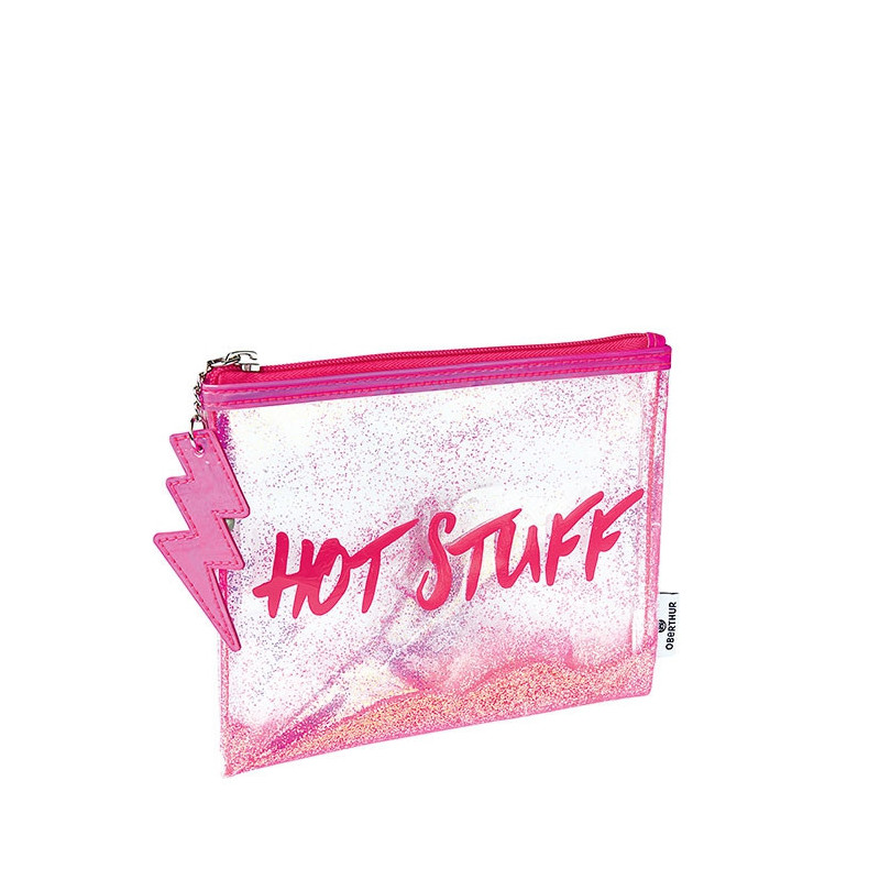 Trousse simple Glitter 22cm Rose