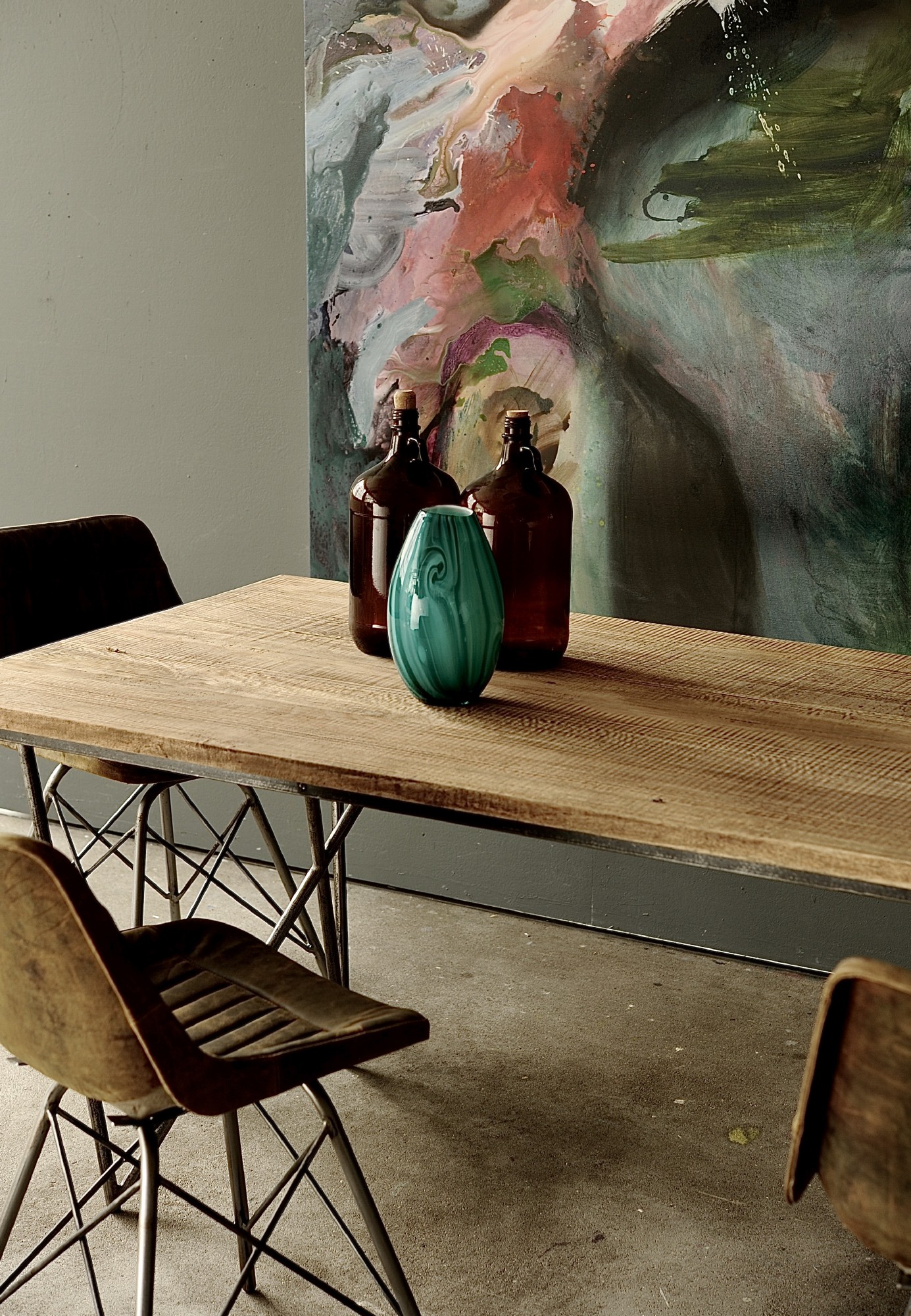 Esstisch 'Brendon', natur, schwarz, B 200 cm, T 90 cm, H 75 cm von fischer's lagerhaus
