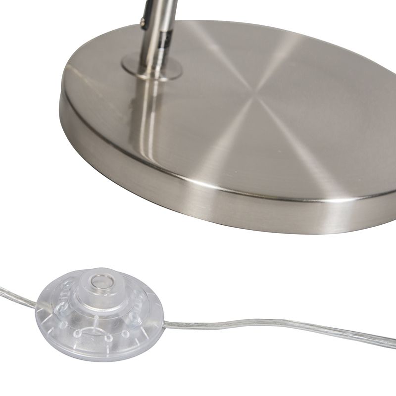 Moderne booglamp staal met witte stoffen kap - Arc Basic
