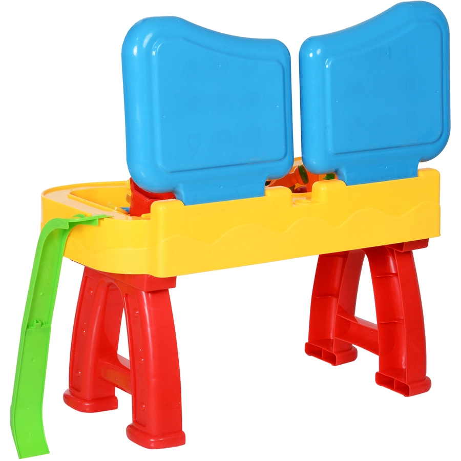 HOMCOM Kinder Sandkastentisch mit 31-tlg. Zubehör blau, gelb