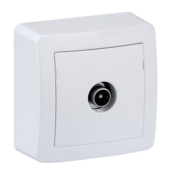 Prise TV simple complète saillie Schneider Electric Alréa blanc