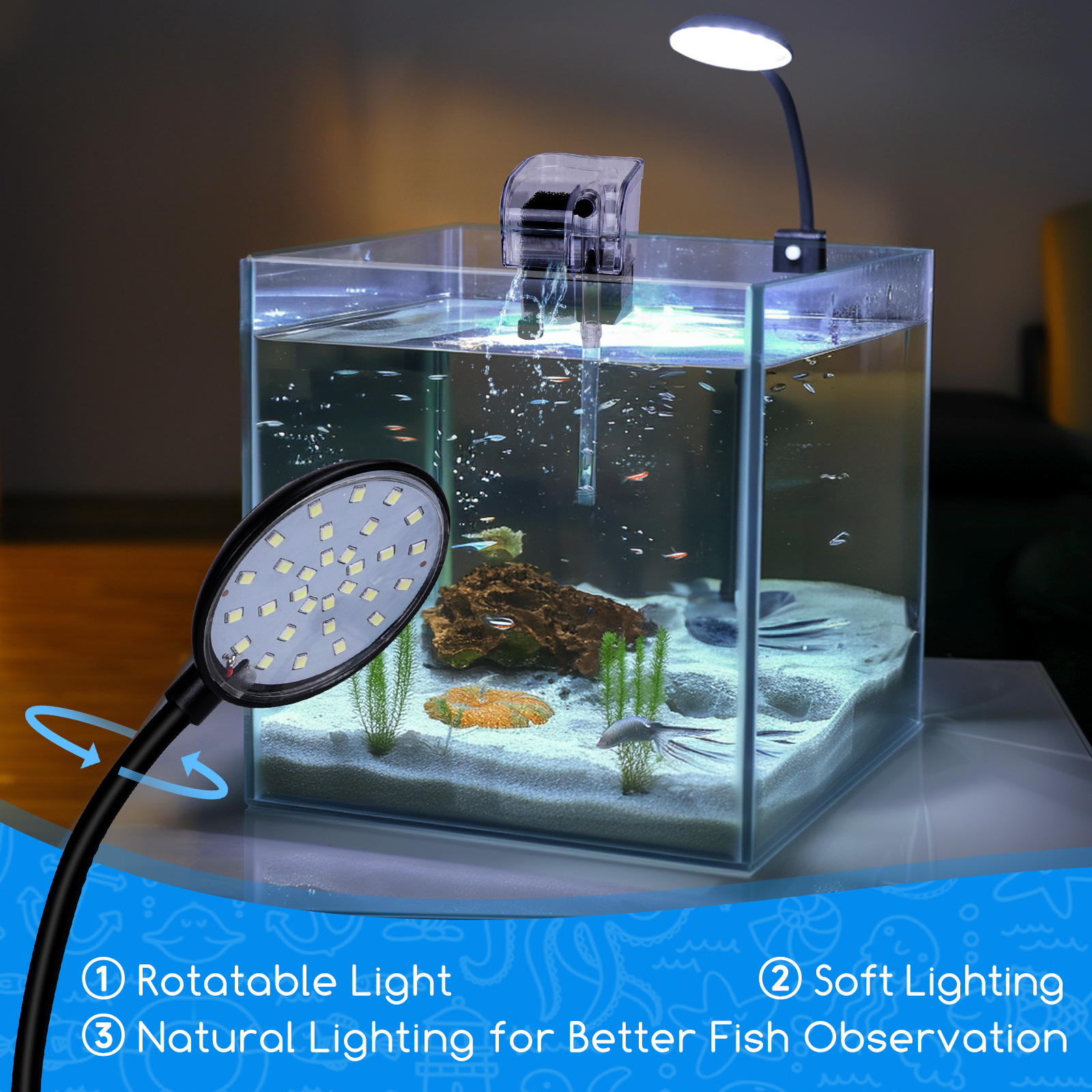 Nobleza - Aquários e tanques de peixes completos de 27 litros, aquários de vidro com sistema de filtragem integrado e iluminação LED, aquários para iniciantes.