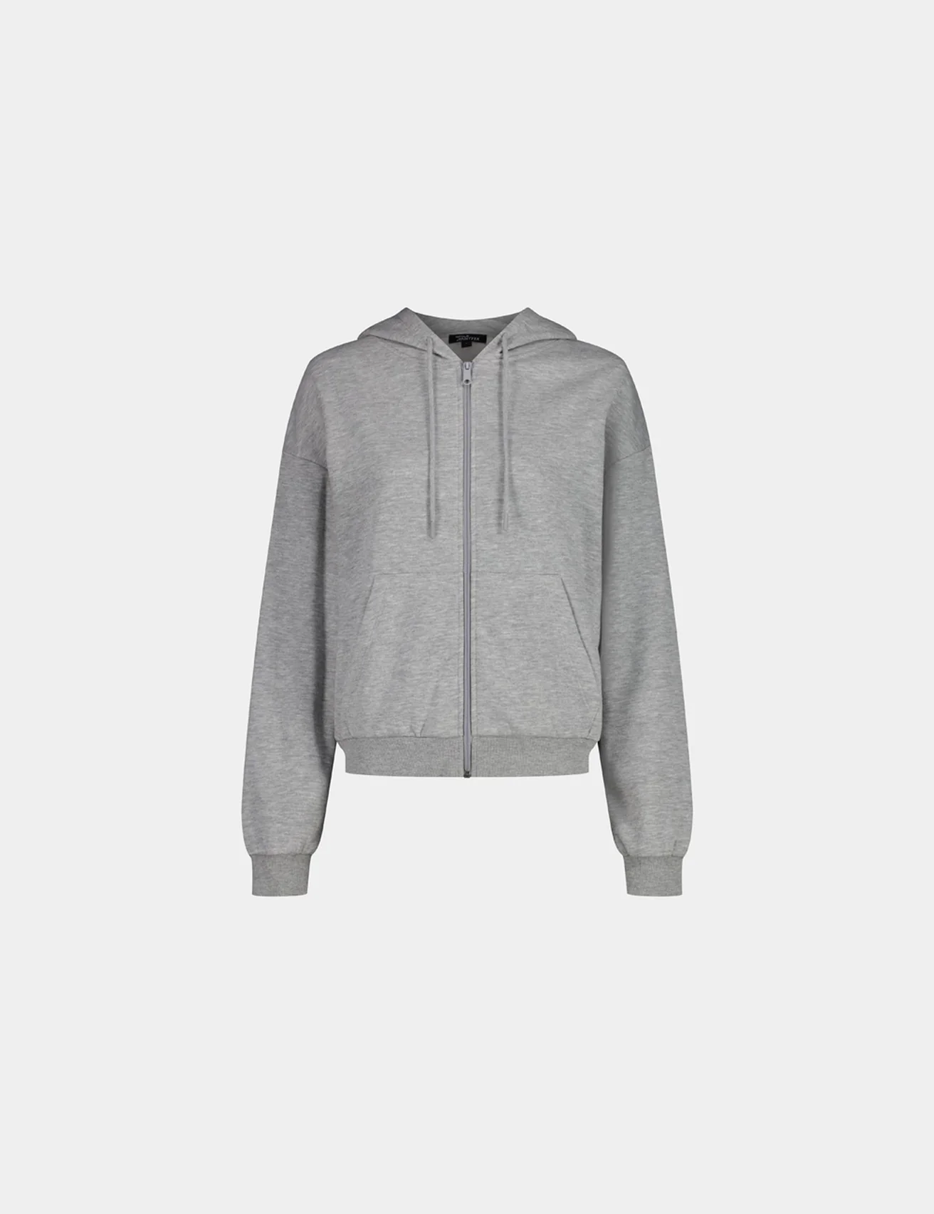 Sweat zippé à capuche gris chiné