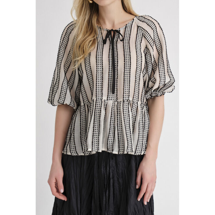 A-VIEW Linea blouse Off white/black stripe