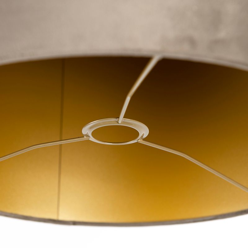 Velours lampenkap taupe 40/40/40 met gouden binnenkant