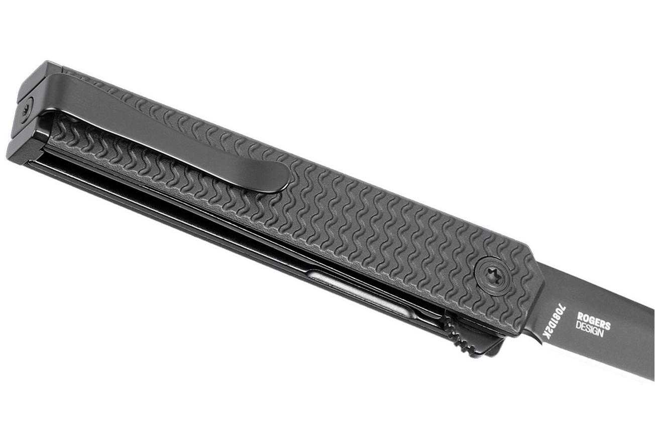 CRKT CEO Microflipper, Drop Point Black 7081D2K Black Aluminum zakmes, Richard Rogers design