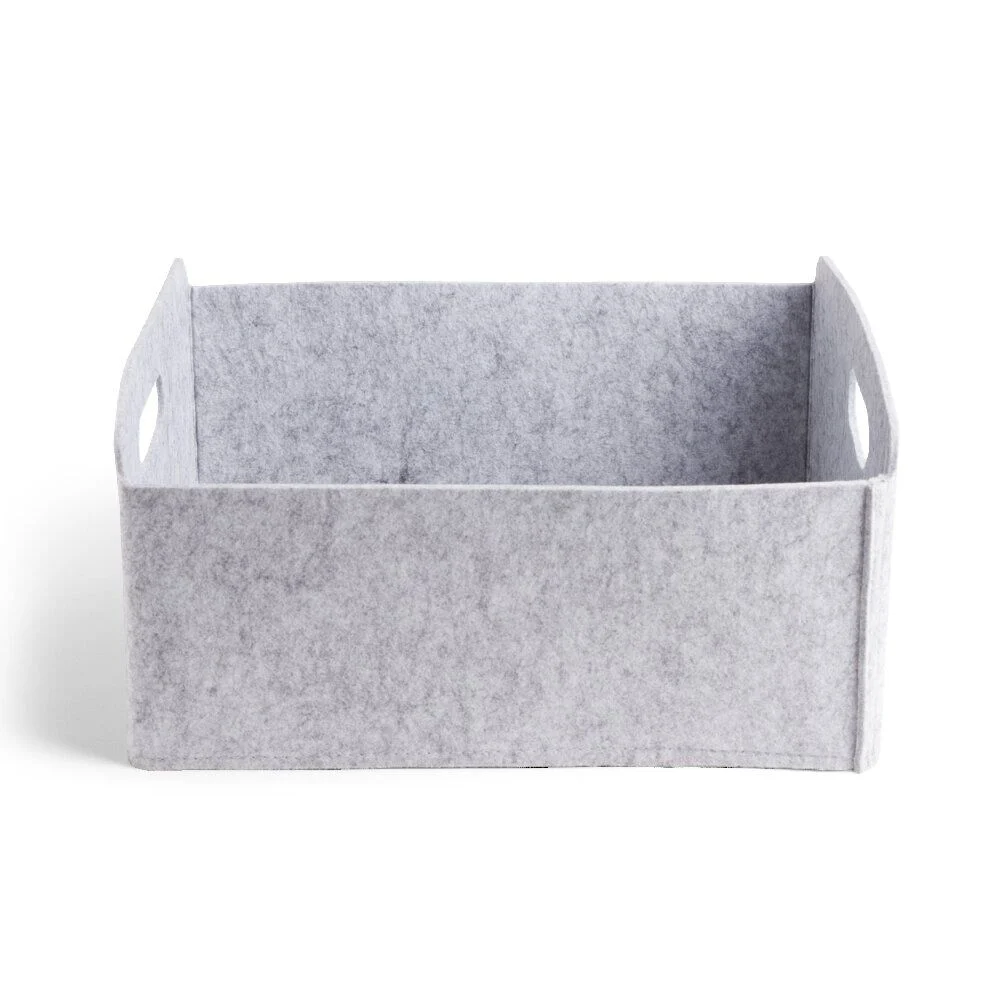 Panière coton effet feutrine 34x28x16cm gris