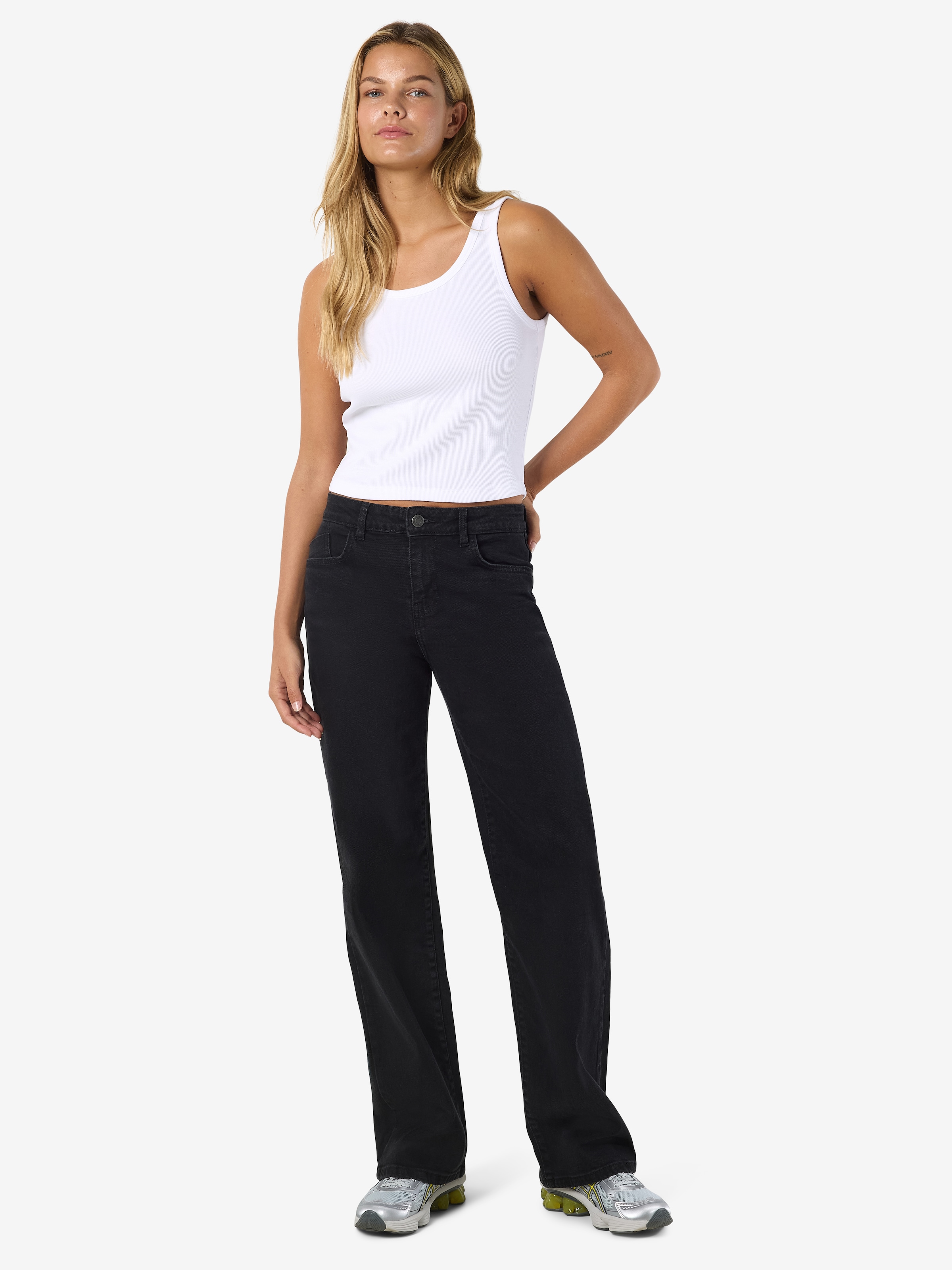Noisy may Straight-Jeans »NMYOLANDA NW WIDE JEANS BLACK NOOS«, extra lang