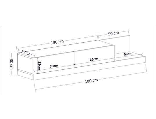 CONCEPT1 - Meuble TV Majör - Anthracite, Noyer 180 x 30 x 37