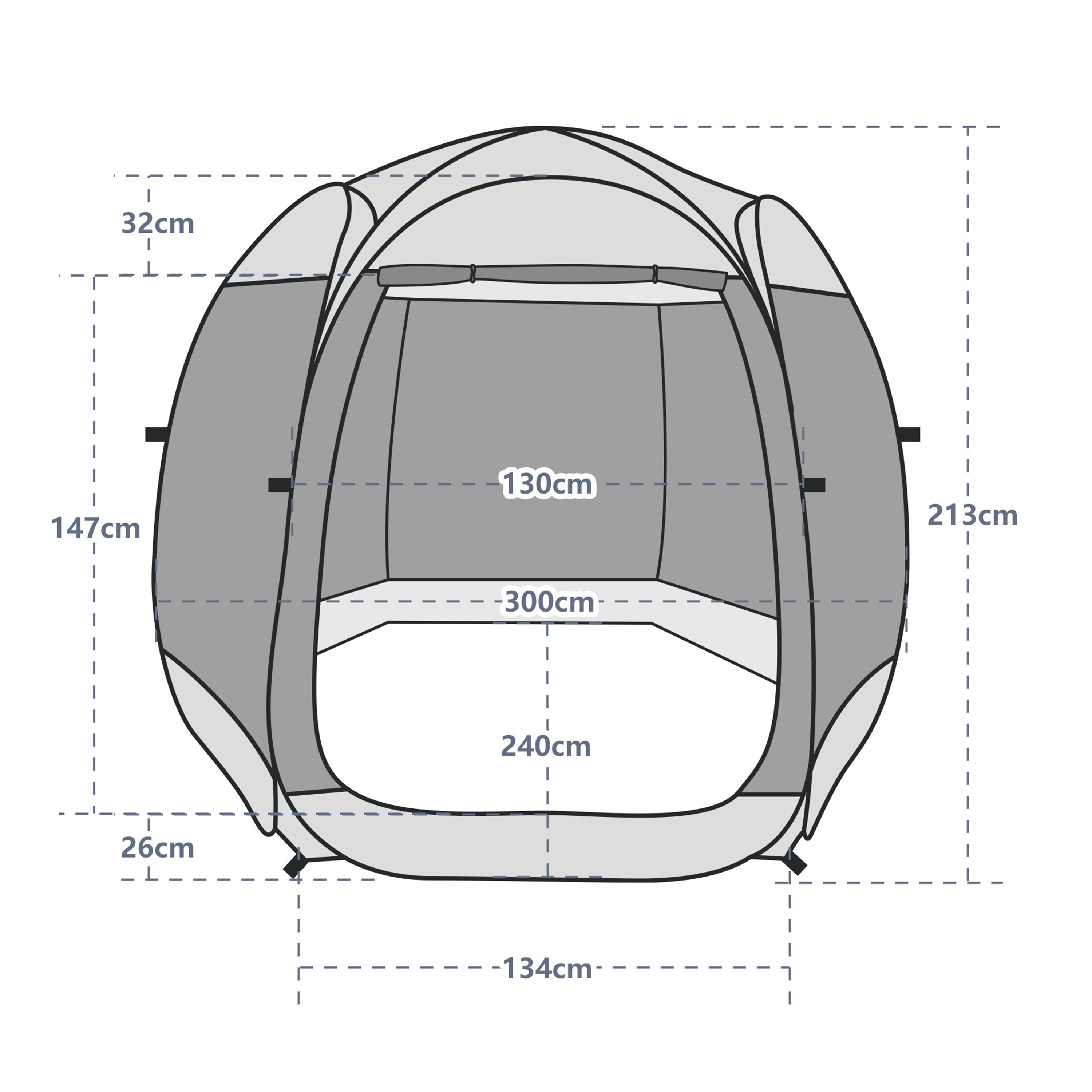 Pop-Up Pavillon LED 4-6 Personen 3 x 2 m transparent/schwarz