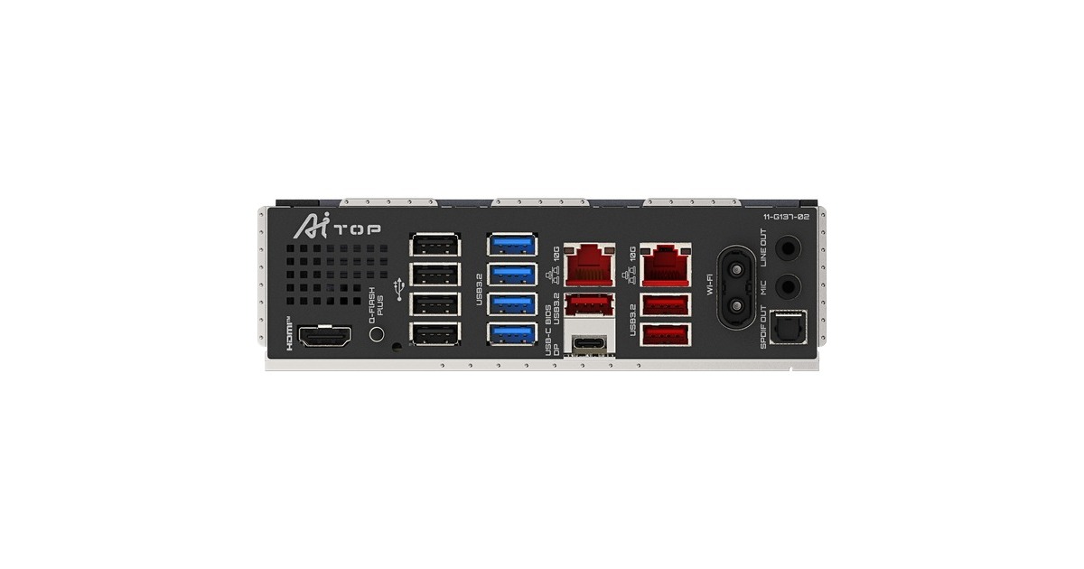 GIGABYTEB850 AI TOP socket AM5 moederbord  (Zwart/grijs, RAID, 2x 10 Gb-LAN, WLAN, BT, Sound, ATX)