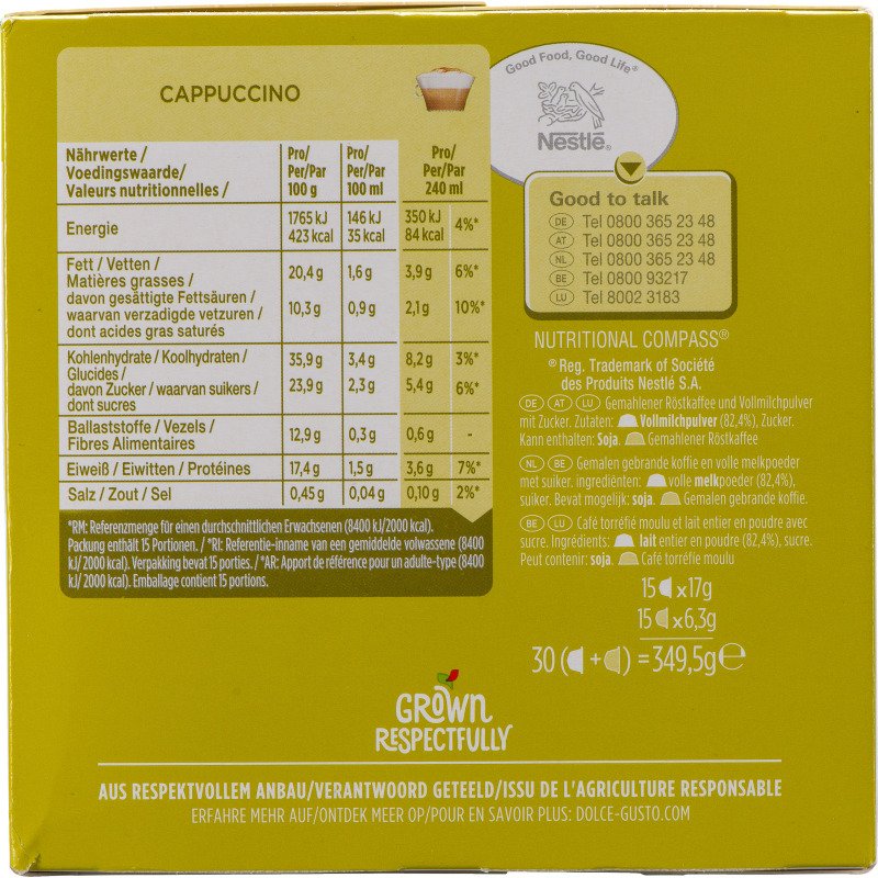 Capsules de café Nescafé Dolce Gusto Cappuccino - Boîte de 15 + 15