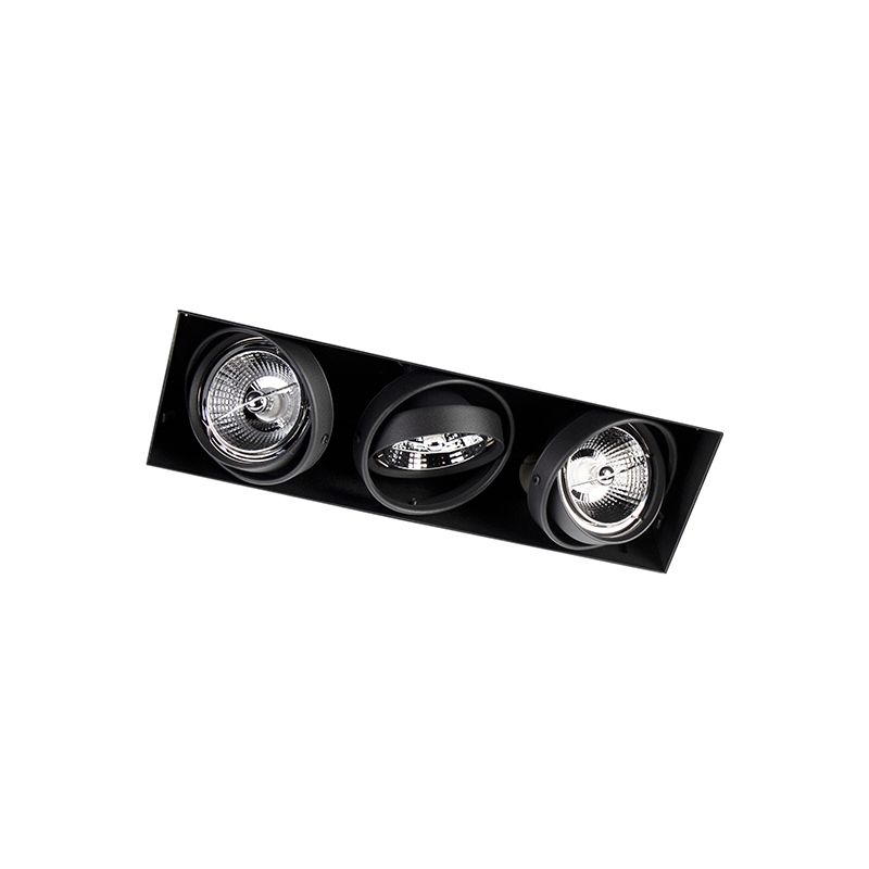 Inbouwspot zwart GU10 AR70 trimless 3-lichts - Oneon