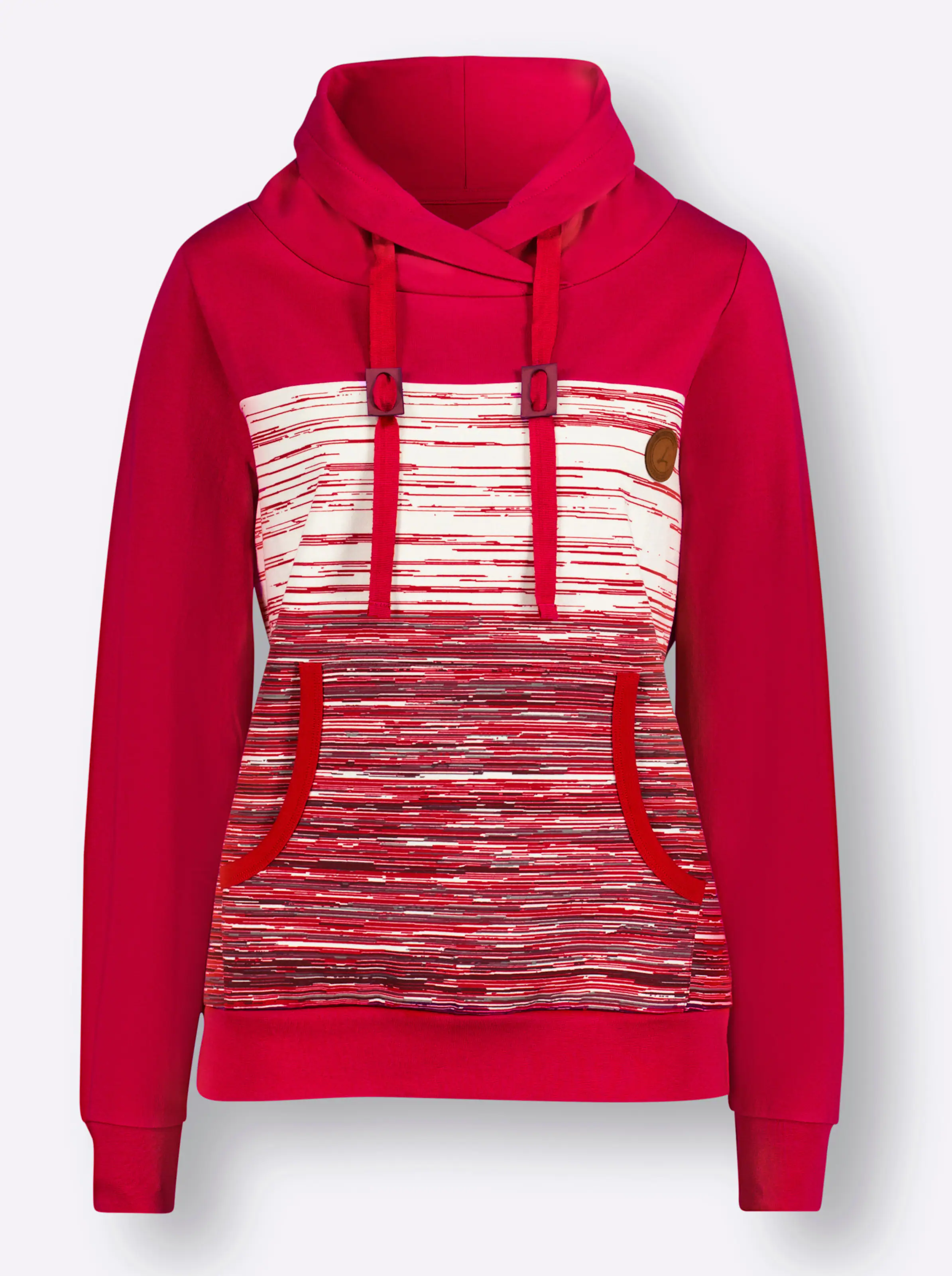 Sweatshirt in rot-ecru-meliert