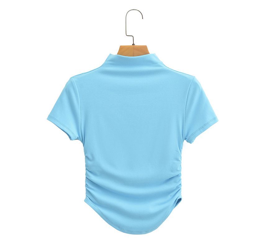 Sundine - Kort T-shirt met korte mouwen en geplooide hals