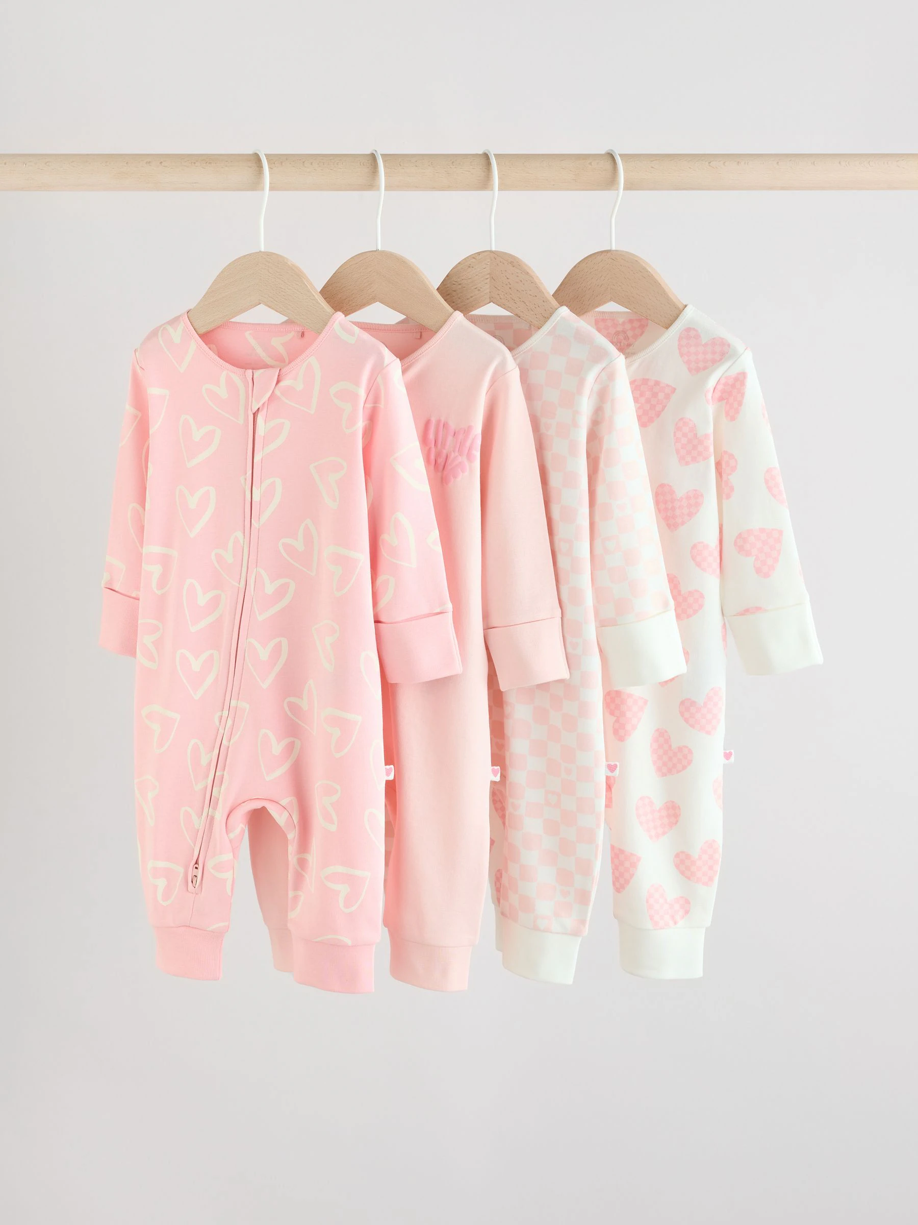 Roze - Verpakking van 4 Baby pyjama's met tweewegrits en Print (0mnd -3jr)