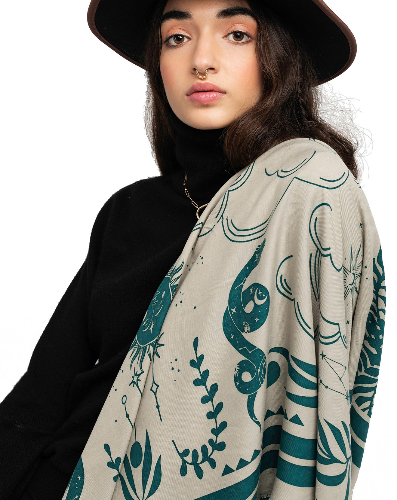 Wild Foulard Univers Big vert - 130x130 cm