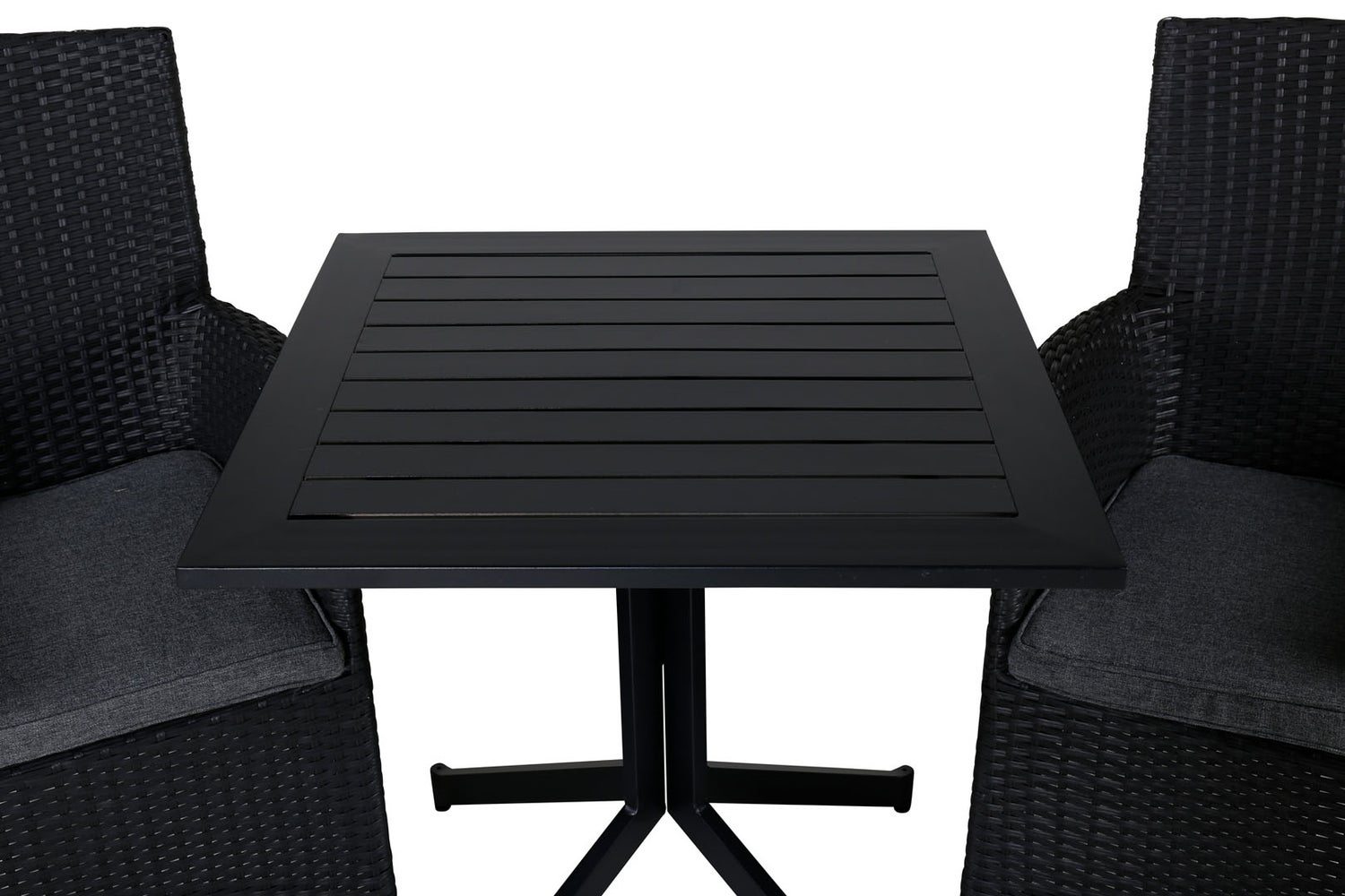Way tuinset, tafel 70x70cm en 2 stoelen, Malin zwart. 70 x 70 x 72 cm
