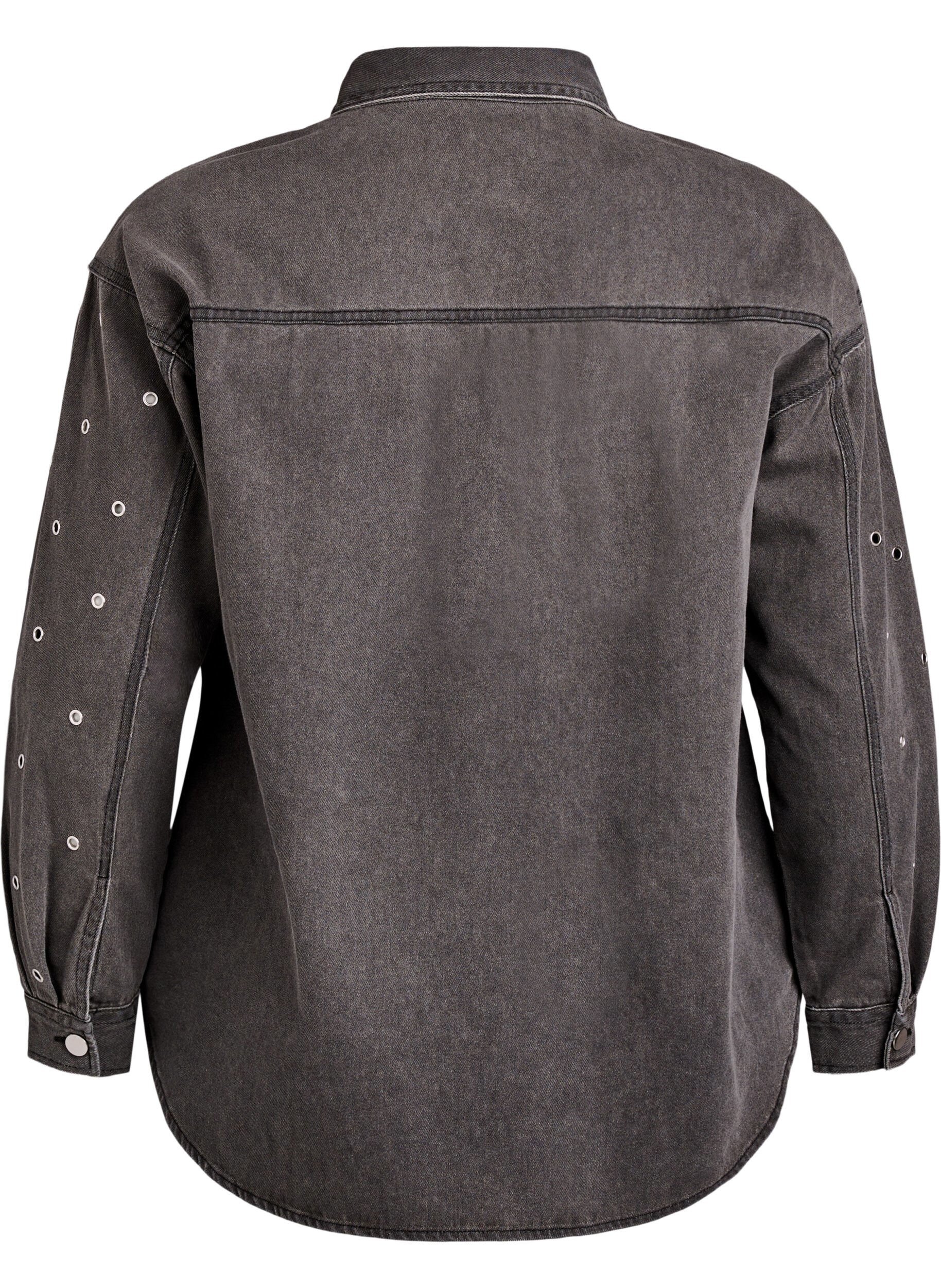 Denim skjorte med eyelets på ærmer