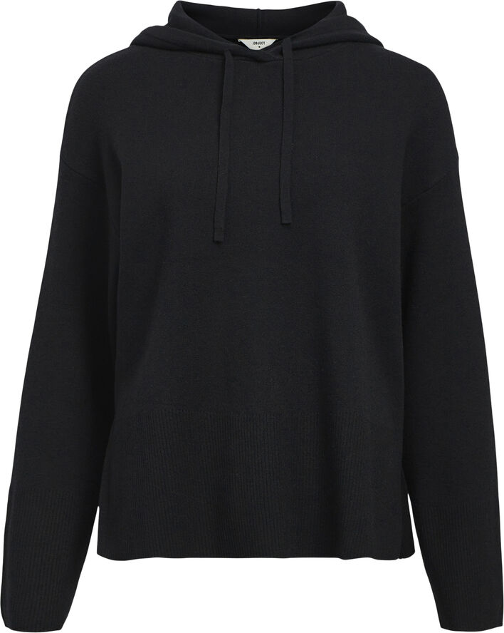 Object OBJREYNARD L/S LO KNIT HOODIE DIV Black