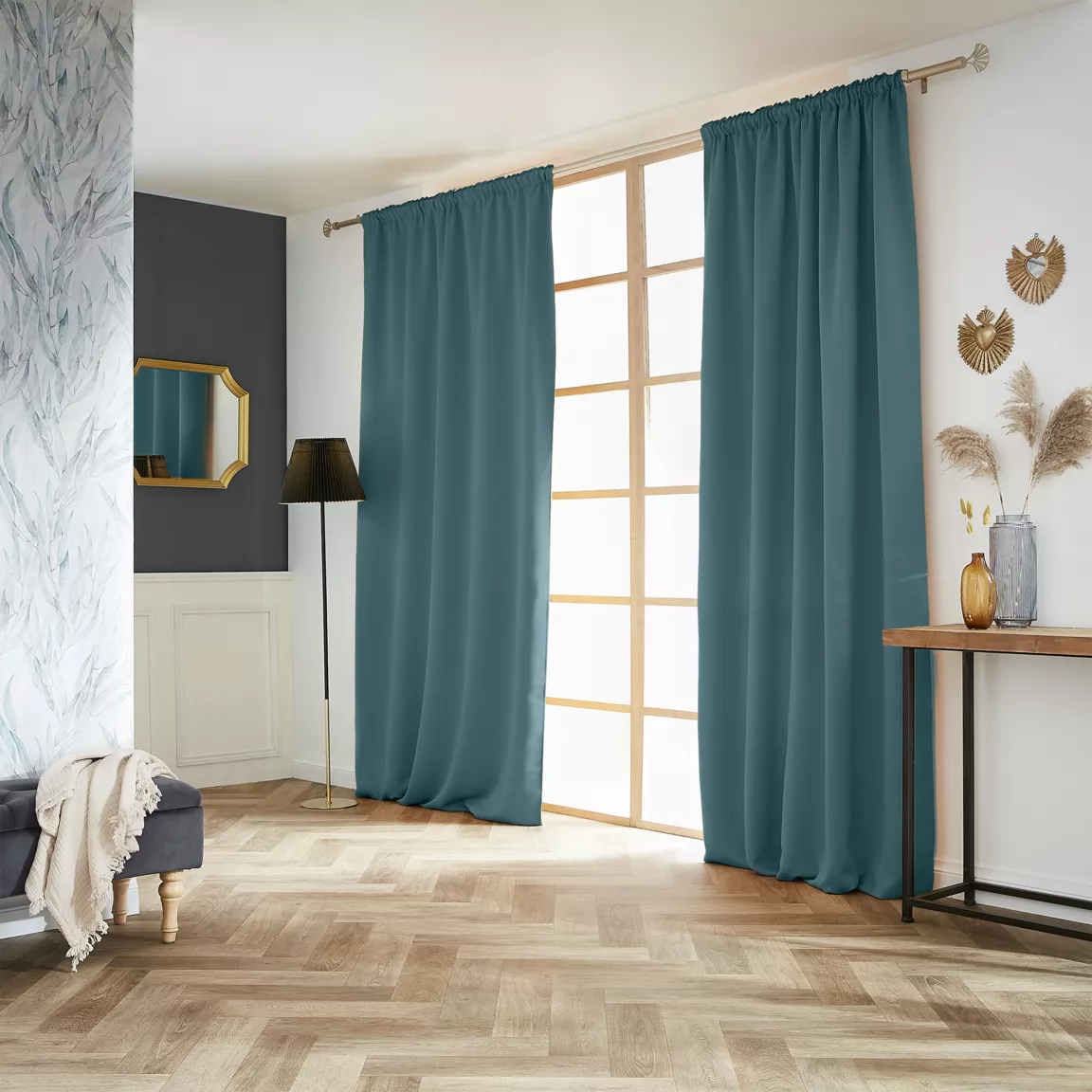 Rideau obscurcissant galon fronceur (140 x 260 cm) Dark Bleu canard