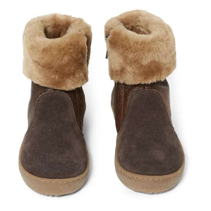 Pèpè Boots Bi-Matières Fourrées | Chocolat