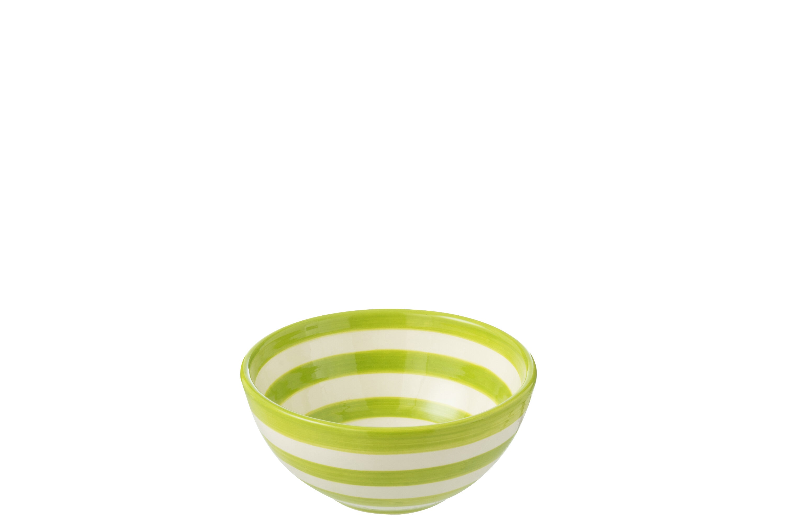 J-Line kom Granada Stripes High - keramiek - wit|groen - sma