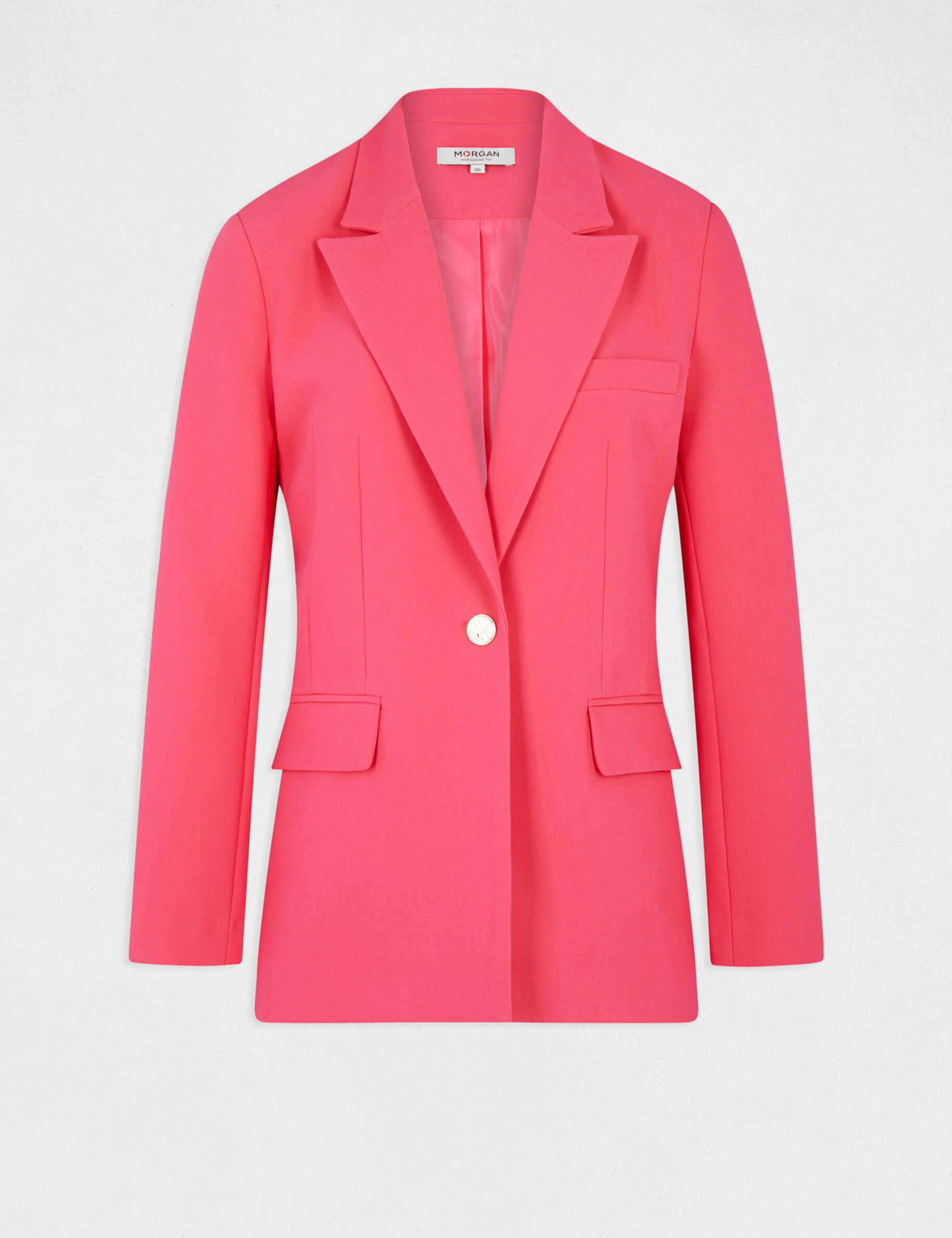 Veste cintrée col cranté à revers rose moyen femme - rose_moyen