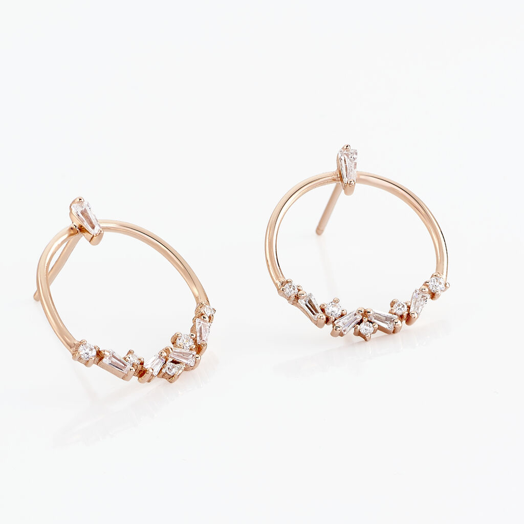 Boucles D'oreilles Pendantes Celene Argent Rose Oxyde De Zirconium